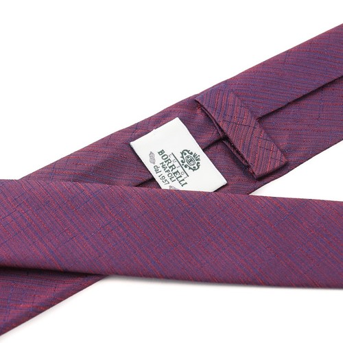 Luigi Borrelli Napoli Narrow 2.25" Blue and Red Hatched Check Silk Tie - Picture 3 of 4