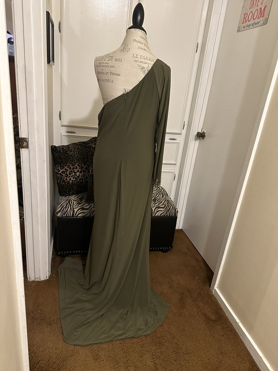 Mac duggal エンベリッシュ ワンショルダー ケープ ドレス Mac Duggal 55694 Dress | NewYorkDress.com