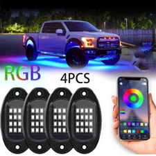 RGB LED 4Pods Rock Light Kit Dustproof Underbody Glow Neon Lamp Motorcycle LIGHT