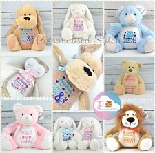 Personalised Teddy Bear Embroidered Teddies New Baby gift Christening gift 