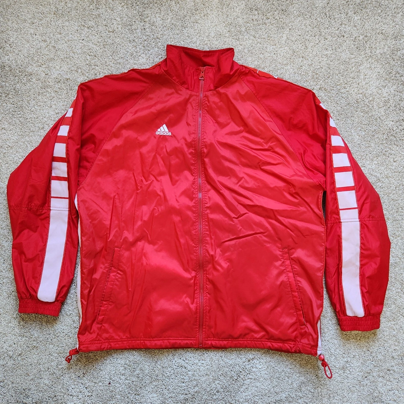 Vintage Adidas Team Windbreaker Jacket Mens Size XL Fullzip Red