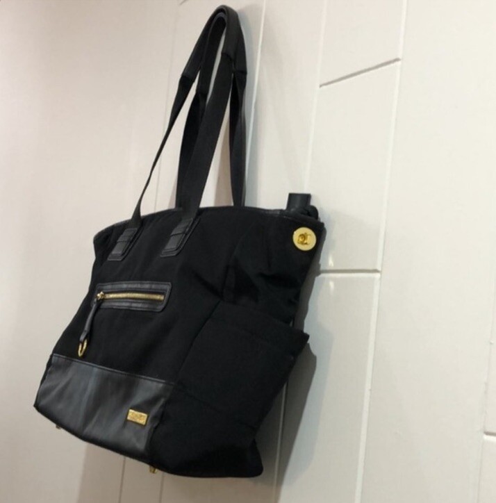 Skip Hop Chelsea Downtown Chic Large Diaper Bag Tote Satchel Black Gold EUC!