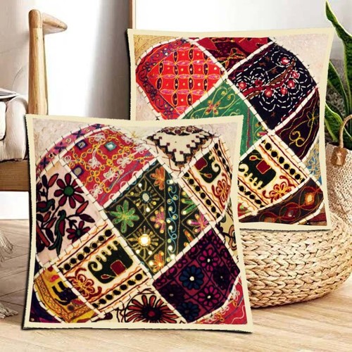 Multicolor - Set of 2 - Khun Patchwork Cotton Pillow Covers (25 x 15 in) 08