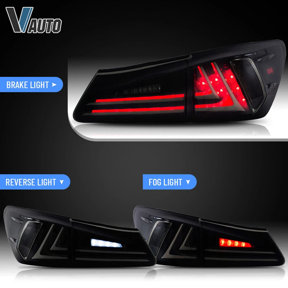 Luces traseras LED VLAND aptas para Lexus IS250 IS350 ISF 2006-2013 lentes ahumadas un par Foto 3 de 4