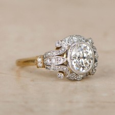 Vintage Art Deco 2Ct White Round Cut CZ Bezel Set Engagement Ring In 925 Silver