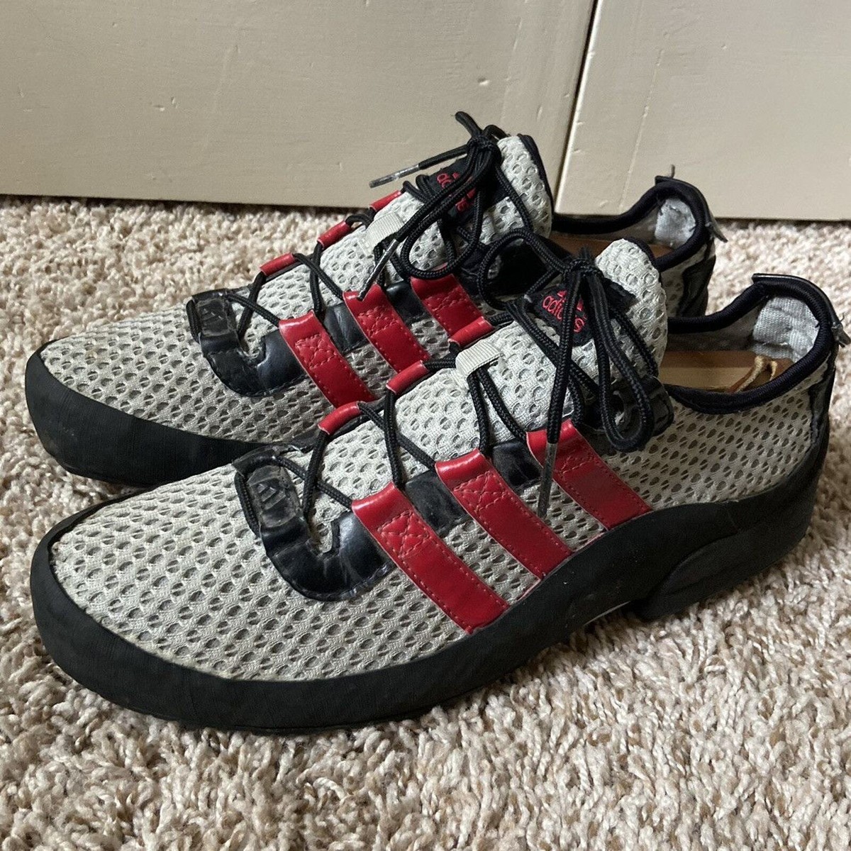 Y2K Adidas Mesh Leather Aqua Terrain Shoes Hiking Black Grey Red