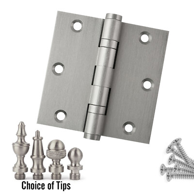 Door Hinge 3.5 x 3.5 Solid Brass Ball Bearing Satin Nickel With Tips
