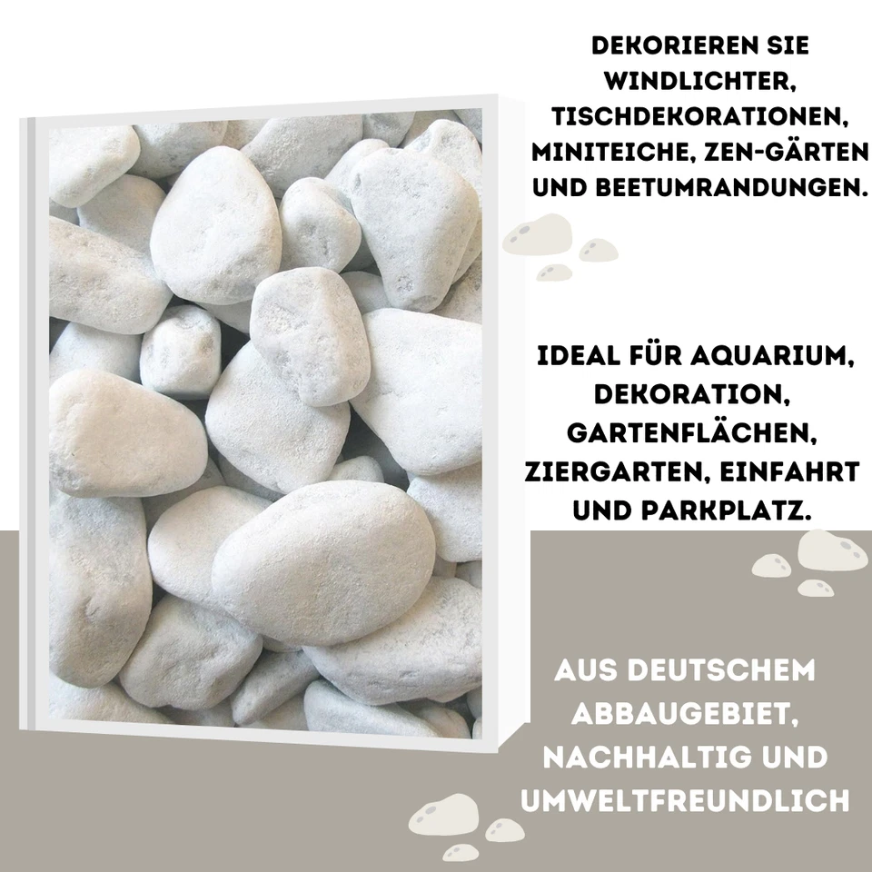 Dekosteine | Weiß | 25-40mm | Marmorkies | Natursteine zur Dekoration | Zierkies - Bild 4 von 4