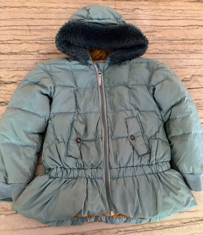 Hanna Andersson Girls Blue Hooded Puffer Jacket Size 120 US 6