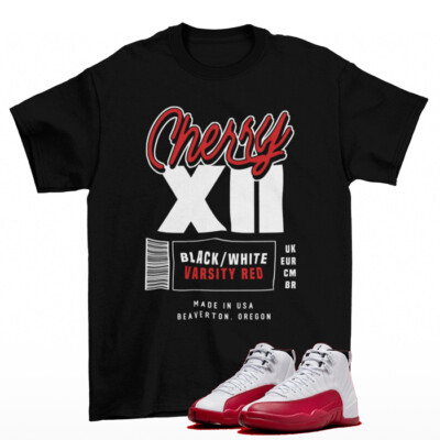 Sneaker Label Cherry Shirt Black to Match Jordan 12 Retro Cherry CT8013-116 