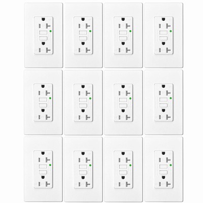 Electrical GFCI Outlet 20A Tamper Resistant Universal Power Socket ETL US 12Pack