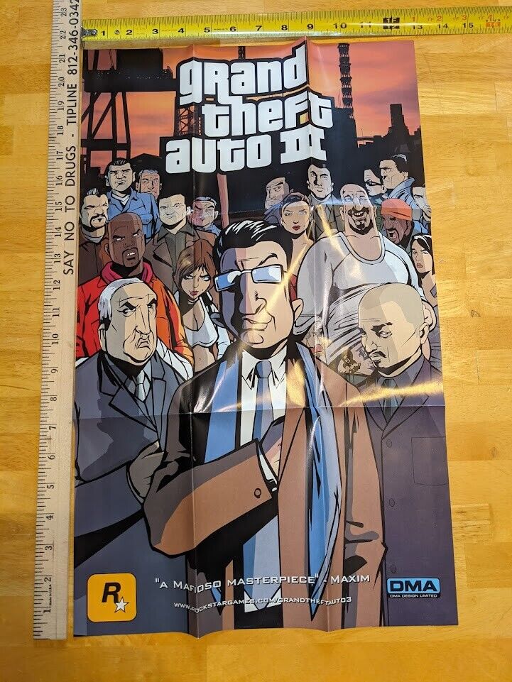 Grand Theft Auto III 3 Double-Sided Poster & Map Official Rockstar Liberty  City