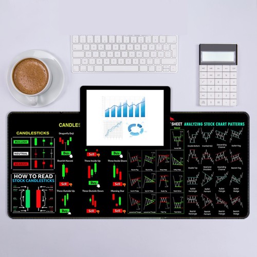 Stock Market Invest Day Trader Trading Pad Chart Patterns Sheet Mouse Pad Large - Picture 30 of 32