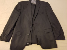 Mens Kenneth Cole Wool Suit Gray Grey 46L Long Slim