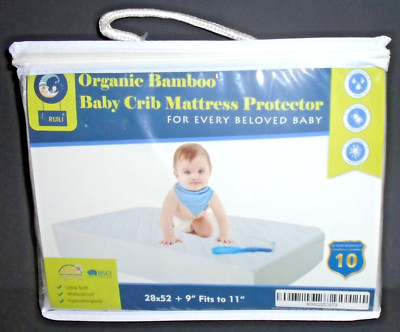 Ruili Organic Bamboo Waterproof Crib Mattress Protector 28x52 Inch , White