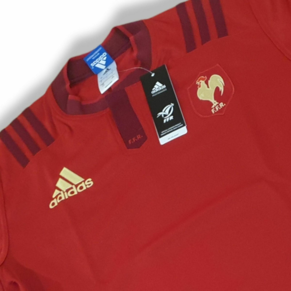 Vintage Adidas Men's French Rugby Red Away Jersey FFR / XV Vintage Adidas Men's French Rugby Red Away Jersey FFR / XV