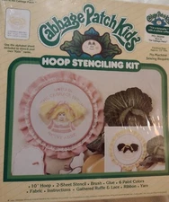 CABBAGE PATCH KIDS 1984 HOOP STENCILING KIT BRUNETTE YELLOW RUFFLE SEALED NOS 