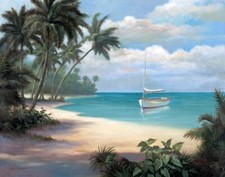 Ceramic Backsplash Tile Mural Beach Scene Seaside Ocean - Serene Sailing