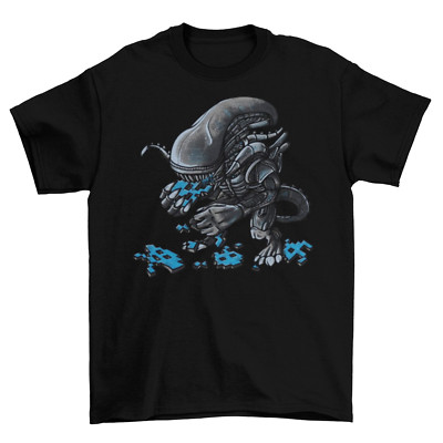 Alien Eating Aliens T-Shirt Unisex Cotton Adult Space Invaders Halloween New