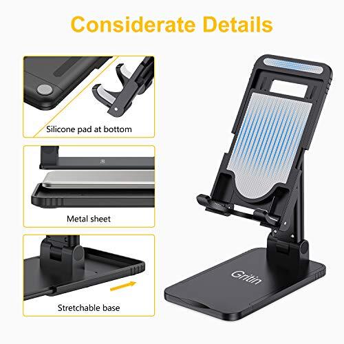 Gritin Supporto Tablet, Regolabile Porta Cellulare da Tavolo, Antiscivolo e Pie - Foto 3 di 7