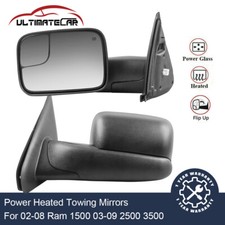 Pair 2x Power Heated Tow Mirrors For 2002-08 Dodge Ram 1500 2003-09 2500 3500