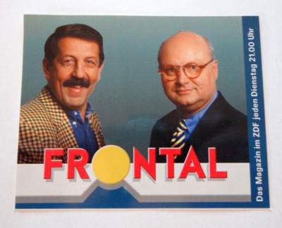 Werbe-Aufkleber Frontal Politmagazin ZDF German TV  Kienzle Hauser 90er Kult