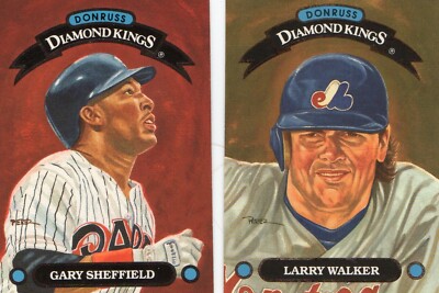2 1992 Donruss Diamond Kings Gary Sheffield DK-21 and Larry Walker DK-6 MINT