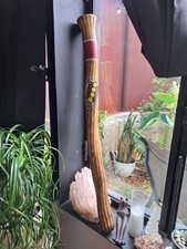 Vintage 70s Handmade Didgeridoo Eucalyptus Dot and Turtle Painting By Crowe 36"
