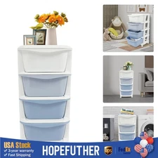 4 Tier Gradient Organizer Storage Box Blue Gradient with Wheels Pushable