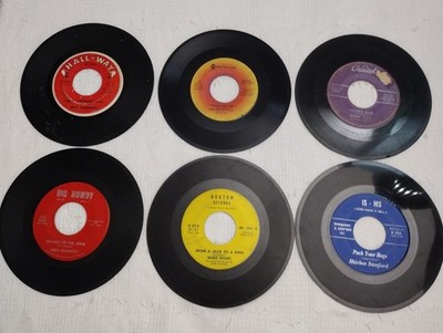 Lot of 6 Vintage 45 RPM Records   Country / Regional-G4-As Is Attic Find