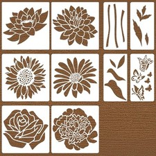 Large Flower Stencils 10 Pieces for Painting on Giant Walls, Reusable Stencil...
