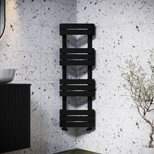 Black Corner Towel Radiator 1200 x 400mm - Kahli KAHMB1200