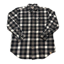 Carhartt Shirt Mens L Black White Gray Plaid Heavy Flannel Original Fit Workwear