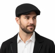 Mens Adjustable Newsboy Flat Cap Ivy Driving Hat Scally Duckbill Golf UK Stock