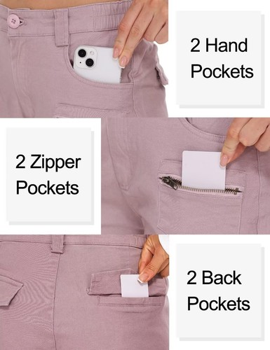 Cargo Pants Women Outdoor Hiking Pants Classic High Waisted Wide Leg Casual W... - Picture 5 of 7