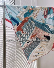 Sallys Boutique 18 Momme Twill Silk Wrap Scarf Room Print Double Face Shawl 35"