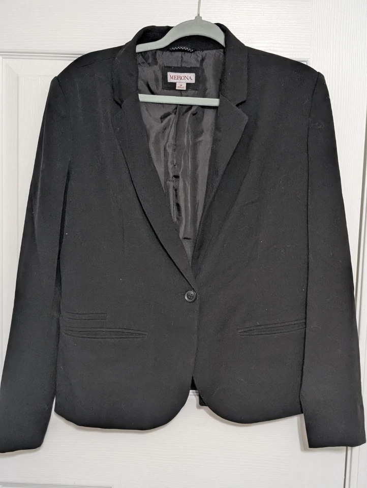 Chaqueta Blazer Abrigo Merona Negra Mujer 14 Negro Un Botón y Pantalones Merona 10 Foto 2 de 4