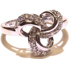 10k white gold .18ct SI2 H round diamond ring 2.5g womens Love knot cluster 6 — photo 1