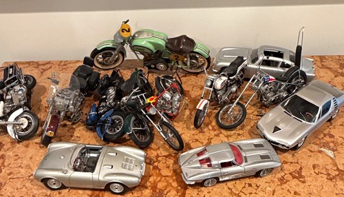 Diecast Model Lot Motorcycles & Cars Mixed Models Silver & Black