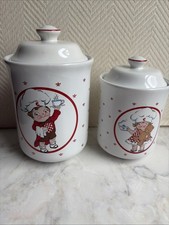 Vintage 2 Pc Campbell's Soup Kids Ceramic Canisters 1990s