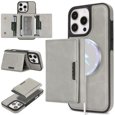 Leather Magnetic Wallet Case w/ Card Slot For iPhone 16 Pro Max 16e 15 14 13 12