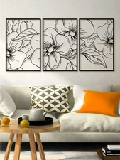 3pcs Black Plant Metal Wall Art Set – Modern Home Decor & Elegant Gift Idea