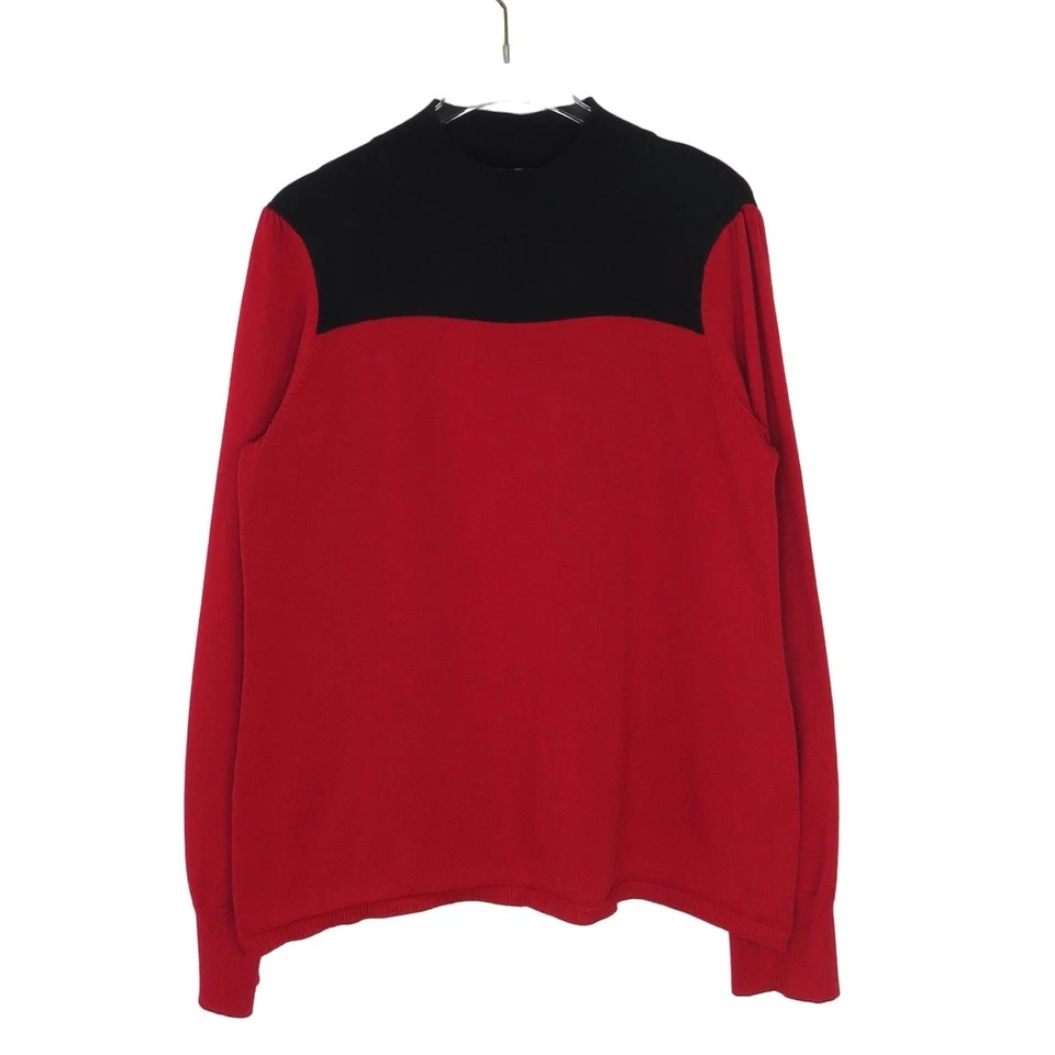 Suéter Debbie Morgan Vintage Rojo Bloque de Color Suéter Medio Tejido Retro Foto 2 de 4