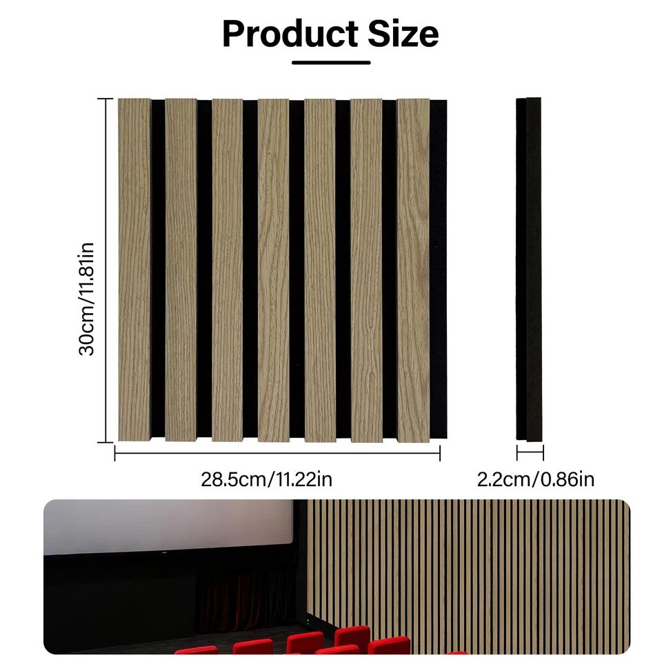 4 PIEZAS listones acústicos de madera MDF 30x30 cm 11,8"x11,8" - sartén de sonido de estudio/teatro en casa Foto 2 de 4