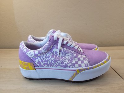 Vans Old Skool Stacked Platform Shoe Sneaker Wavy Daze Lilac Purple Womens 10