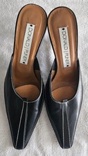 WOMEN'S DAVID J. PLINER STUNNING POINTED TOE BLACK LEATHER MULE - 6 1/2 MED- GUC