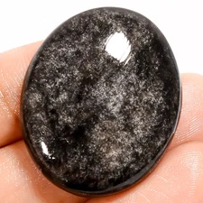 Natural Silver Sheen Obsidian Oval Cabochon Gemstone 43.5 Ct 31X26X7 mm GC-42146