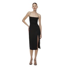Babaton Aritzia Success Dress Sz 12 Black LaceUp Back Midi NWT Luxury Minimalist
