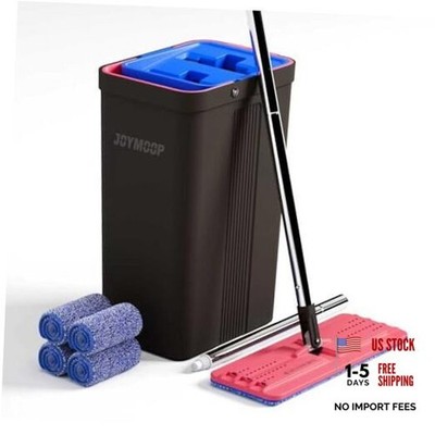 Mop and Bucket Bucket #2124 + 60'' Flat Mop + 4 Pads Black & Red & Slate Blue
