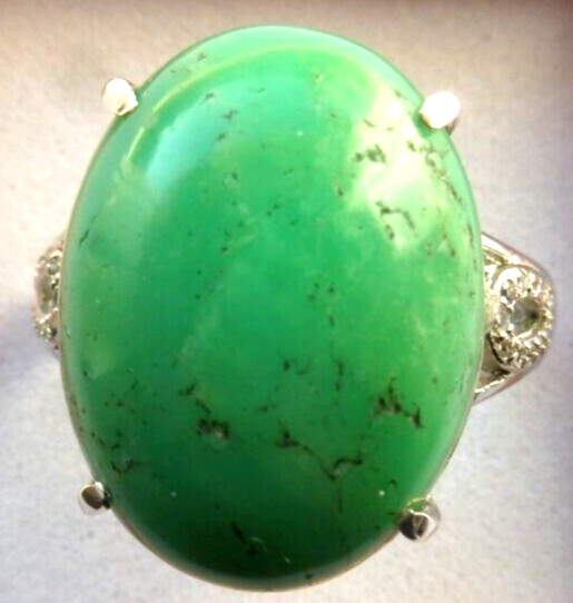 Bague en chrysoprase verte anneau argent ajustable pour le quotidien